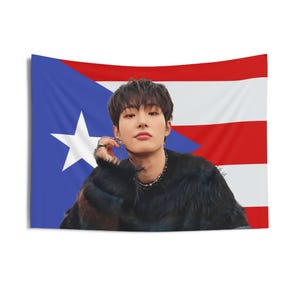 Mingi Sunshine puertoricanische Flagge, Ateez Konzertbanner, Ateez Kpop Flagge, Ateez dem Licht entgegen, Ateez Wille zur Macht, Ateez World Tour 2025