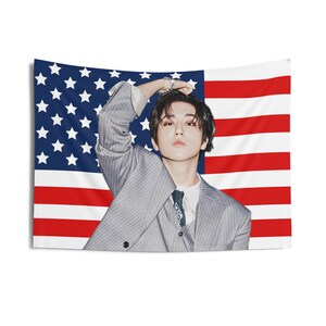 Stray Kids Han Jisung American Flag, Stray Kids Concert Banner, SKZ Kpop Banner, Stray Kids Ate, SKZ Mountains, Stray Kids Giant