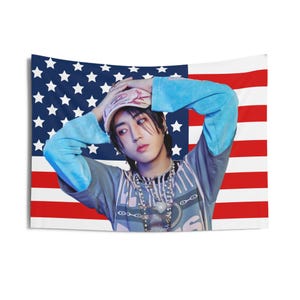 Han JJAM American Flag, Stray Kids Han Jisung American Tapestry, Stray Kids Concert Banner, SKZ Kpop Banner, Stray Kids Ate, Skz DominAte