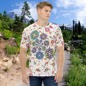 神聖なドーナツTシャツ、ジャムバンド愛好家への贈り物、神聖幾何学模様のフラクタルアート