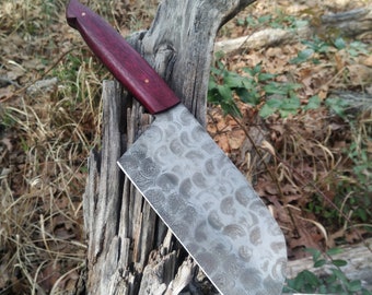 Small Chicken & Vegetable Cleaver Handled in Purpleheart