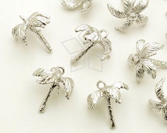 12x ヤシの木チャーム、シルバー 22 mm ツリー チャーム、ビーチ