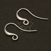 EA-038-MS / 6 Pcs - Simple Line Hook Ear Wires, Matte Silver Plated over Brass / 17mm x 13mm