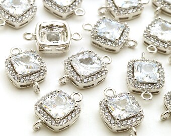 Jewelry Findings Micro Pave Zircon Square shape Connectors Accessories For Women Fashion Jewelry Making JC447
