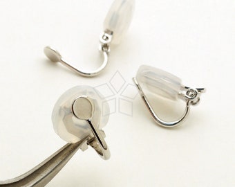 Silver Plated Clip On Earrings Blanks With 10mm Flat Pads or RUBBER COMFORT