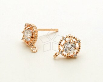 Sterling Silver CZ Cubic Zirconia 2-Flower Post Earrings 8.6mm x 14.8mm