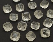 GS-128-RC 2 Pcs - Rock Crystal Gemstone, Faceted Octagon Cut, Clear Square Loose Gemstone for Claws Prong Set Ear Pots 7mm x 7mm