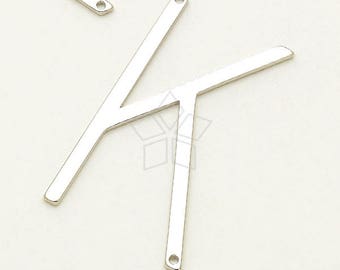K Sideways Large Initial Pendant for Necklace Silver Plated Brass 20mm x 35mm Upper case Large Letter Pendant IN-776-OR 1 Pcs