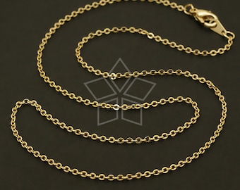 CH-078-GD // 10 Pcs - Chain Necklace with Lobster Clasp(SF235), DIY Jewelry Necklace Making Findings, Gold Plated over Brass / 16 inch