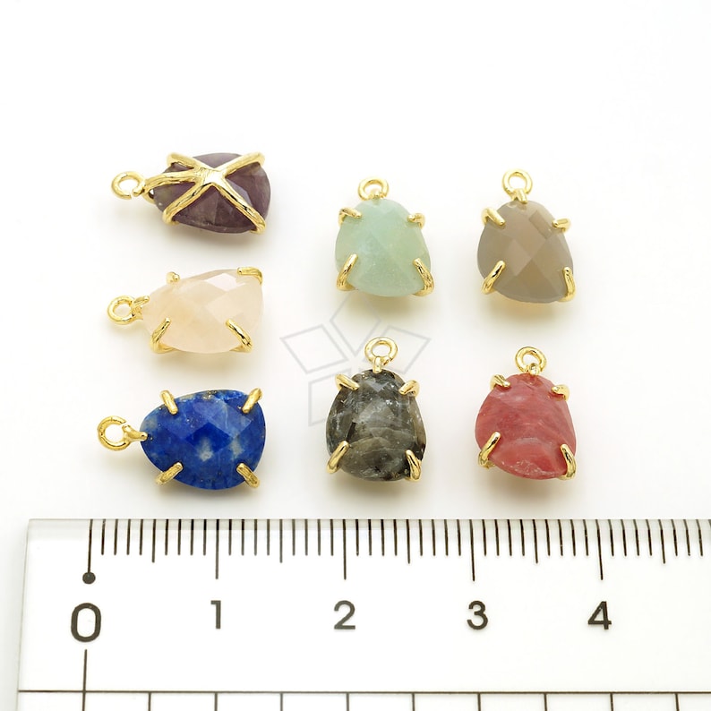 Rose Quartz Gemstone Pendant wih Gold Plated Setting 8mm x 13mm PD-3265-GD 2 Pcs Natural Stone Faceted Pear Cut Drop Charm