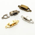 CS-019-OP / 6 Pcs - For 1 Strand Fold Over Box Clasp Brass for Bracelet, 6 Sets (6 Buckles and 12 Square Rings), Choose Color / 6x18mm product logo