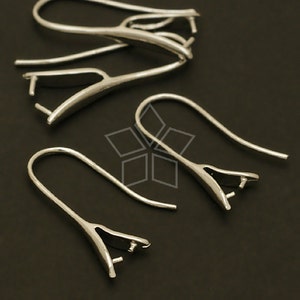 EA-074-OR / 4 Pcs - Pinch Bail Hook Earrings (Medium-Size), Silver Plated over Brass / 21mm
