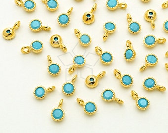 PD-1691-GD / 4 Pcs - Very Tiny Birthstone Charms, December Birthstone, Turquoise Pendant, Gold Plated over Brass / 3.2mm x 5mm
