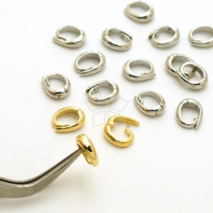 PS-104-OP / 2 Pcs - Openable Bead Hanger, Egg Shaped Oval Bail, Ring Pendant Connector Charm, Choose Color / 6.2x7.4mm