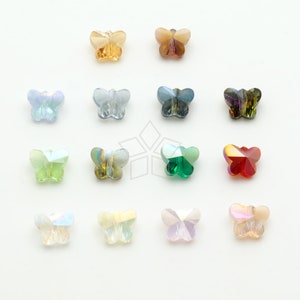 CRT85 / 10 Pcs - Exquisite 7.6x6mm Butterfly Facted Crystal Glass Spacer Beads for Jewelry Making DIY, Choose Color / 7.6x6mm