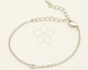 CH-138-OR / 10 Pcs - New High Quality Chain Bracelet (SF235) with Extender for Sideways Pendant, Silver Plated over Brass / 7.5 inch