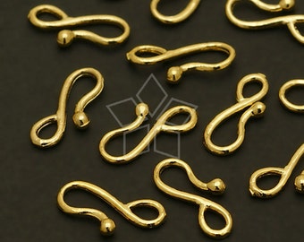 CS-044-GD / 10 Pcs - Fermoir à crochet de petite taille, Collier Bracelet Connecteurs Résultats, Plaqué Or sur Laiton / 11.4mm x 5mm