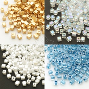SB-4 MM / 10g - Perline quadrate Miyuki, perline di vetro giapponesi 4x4x4mm, perline distanziatrici a cubo, per la creazione di gioielli fai da te, scegli il colore!
