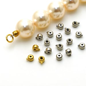 SG129 / 10 Pcs - Stainless Steel One Touch Crimp Beads, Necklace Cord End Crimps, DIY Jewelry Making Findings
