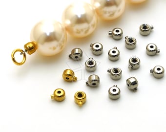 SG129 / 10 piezas - Cuentas de acero inoxidable con engarce rápido, para extremos de cordón de collar, accesorios para bisutería DIY