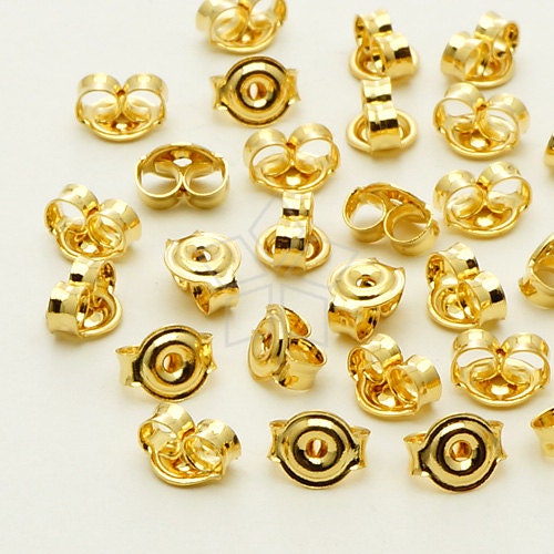 XC-111-GD / 100 Pcs - High Quality Ear Studs Back Stoppers, 16K Gold …
