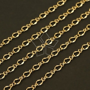 CH-046-GD / 3 meter - Figaro Link Chain, Necklace Chain Findings, Gold Plated DIY Jewelry Necklace Bracelet Findings / 2.9mm