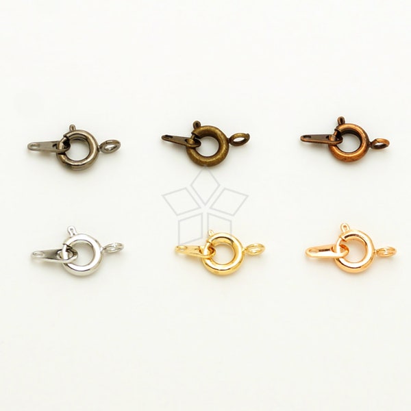 SR-012-OP  / 10 sets - SpringRing Clasp with Tabs, DIY Necklace Bracelet Making Connector Findings, Choose Color / 5.5mm