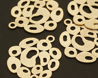 PD-171-MG / 2 Pcs - Bubbles Round Pendant, Bubble Charm, Matte Gold Plated over Brass / 25mm x 29mm