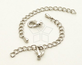 SL-015-OR / 10 set - Extender Chains with a Lobster Clasp for Chain Necklace or Bracelet,  Rhodium Silver Plated DIY Jewelry Findings / 50mm