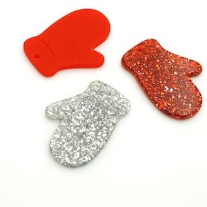 AR-148-OP / 2 Pcs - Christmas Mittens Charm, Acrylic Xmas Gloves Pendant, Christmas Decoration Gift Tag Ornament, Choose Color! / 22mm x 31m