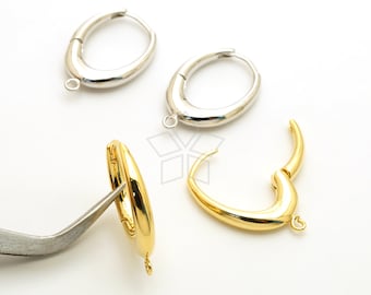 EA-366-OP / 2 Pcs - Thick Teardrop Hoop Earrings, Chunky Oval Drop Earrings Lever Back Huggie Hoops, Choose Color / 13mm x 21mm