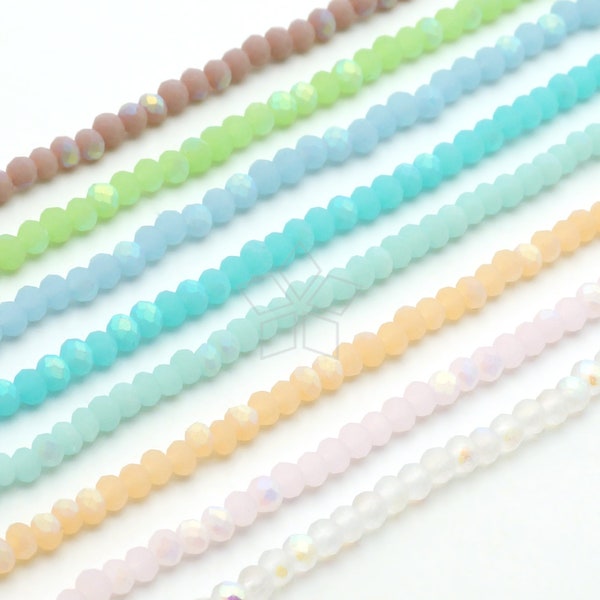 CRT84 / 1 Strand - 2.5mm Faceted Crystal Rondelle Beads, Aurora Borealis Pastel Color Matte Finished, Gemstone Round Beads / 2.5mm