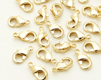 CS-064-GD / 10 Pcs - Solid Brass Lobster Clasp Mini-size, Necklace Bracelet Clasps, Gold Plated over Brass / 9.6 x 6mm