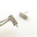 SI-825-OR / 2 Pcs - Double Line Rhinestone Stud Earrings Findings, Silver Plated Ear Posts, 925 Sterling Silver Post / 4mm x 13mm product logo