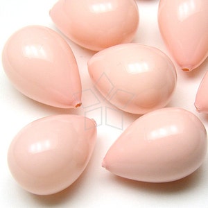 PL-034-PK / 2 pezzi - Perla a goccia a goccia rosa chiaro, pietra preziosa perlata a goccia a goccia rosa latte / 10mm x 13mm