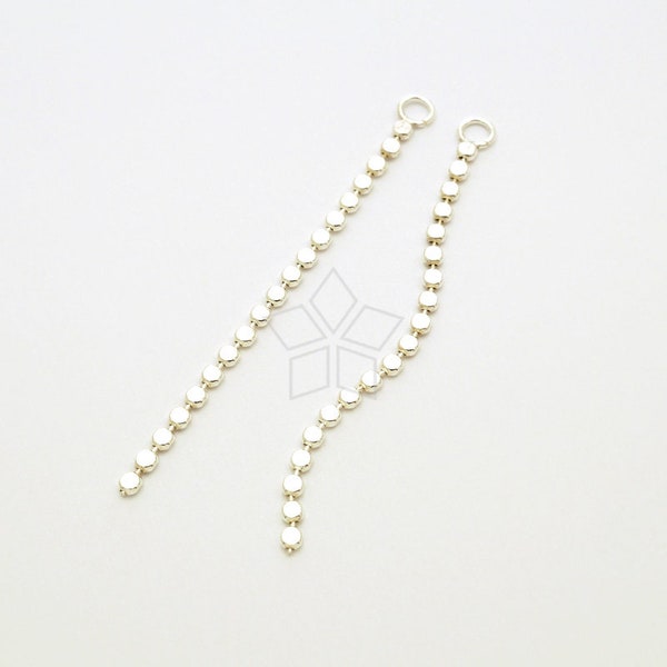 SV-370-SS / 2 Pcs - Long Dotted Chain Charms, 925 Sterling Silver Dot Chain Tassel Charm Pendant (Short) / 53mm