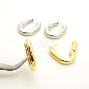 EA-375-OP / 2 Pcs - Thick Oval Hoop Earrings, Chunky Oval Drop Hoop Earrings, Choose Color / 16 x 22mm