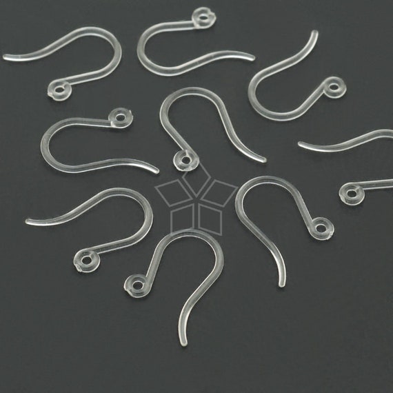 EA-281-CL / 20 Pcs - Clear Plastic French Earring Hooks Findings, Ear  Wires, Hypoallergenic Earring Findings Jewelry Suppies / 14mm
