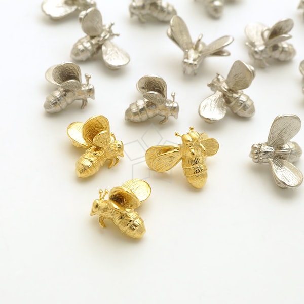 PD-1506-OP / 2 Pcs - Honey Bee Charms, Tiny Honey Bee Charm Pendant, Small Bee Insect Bug Jewelry Findings, Choose Color / 11 x 9mm