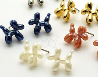 EA-352-OP / 2 Pcs - Balloon Dog Ear Posts, Balloon Poodle Stud Earrings, Minimalist Earrings, Choose Style / 14x13mm