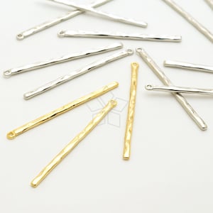 PD-1930-OP / 2 Pcs - Thin Hammered Stick Pendant, Long Stick Charm Pendant, Choose Color! / 31mm