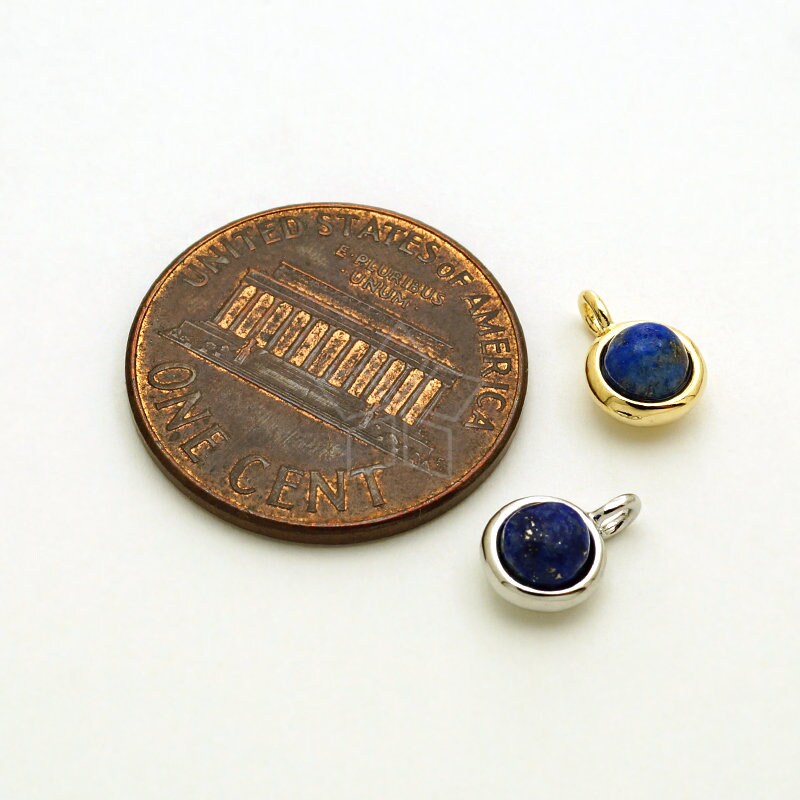 ☆ Lapis ☆ PD-2927-GD / 2 Pcs - Lapis Lazuli Round Drop Charm Pendant,blue