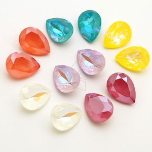 SW-4320-OP / 1 Pcs - Swarovski 4320 Pear Drop Crystal Fancy Stone, Pastel Color Back, Choose Color! / 14x10mm