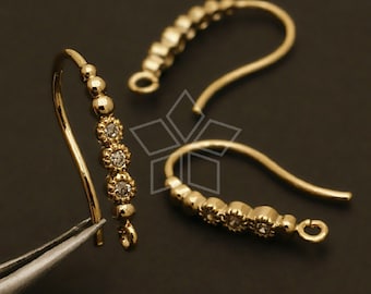 EA-103-GD / 4 Pcs - New Dew Forms (Loop Type) Hook Ear Wires, Gold Plated over Brass / 18mm