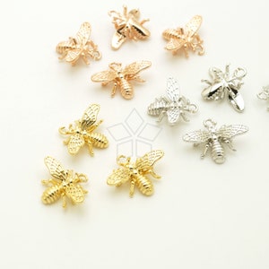 PD-3251-OP / 2 Pcs - Tiny Honey Bee Charm Pendant, Small Bee Insect Bug Jewelry Findings, Choose Color / 14x11mm