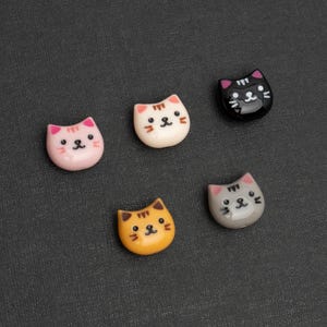 HP99 / 2 Pcs - High Quality Color Resin Cat Head Beads, Cute Kawaii Kitten Face Beads, Animal Jewelry Making Findings / 12x11mm