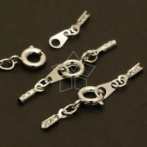 CS-027-OR / 10 Sets - SR Clasp with Crimp Cord Ends, Cord Bracelet String Necklace Findings, Silver Plated over Brass
