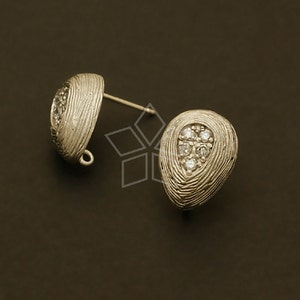 SI-159-MS / 2 Pcs - Jewel Mask Earrings, Matte Silver Plated Ear Posts, 925 Sterling Silver Post / 10mm x 14mm