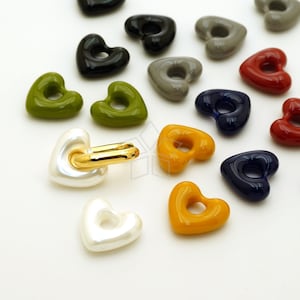 HP37 / 2 Pcs - High Quality Resin Heart Doughnut Pendant, Open Heart Bead Charms, Jewelry Making Findings, Choose Color / 14x13mm