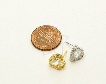 ジェシー グッズ セット SI-636-GD / 2 Pcs - Jewel Heart CZ Stud Earrings, Gold